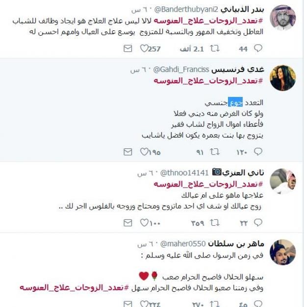 هاشتاج "تعدد الزوجات علاج العنوسة" يتصدر "تويتر".. وفتيات: "جوع جنسي"