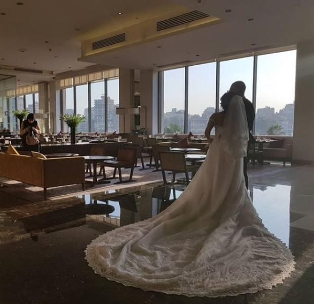 الصور الأولى من زفاف معز مسعود وشيري عادل