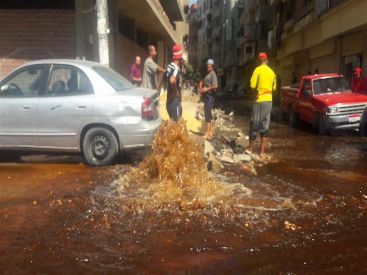 انفجار ماسورة مياه الشرب في طنطا