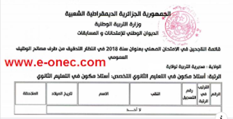 مديرية التربية لولاية الشلف نتائج مسابقة استاذ رئيسي و استاذ مكون 2019 (إبتدائي، متوسط، ثانوي)