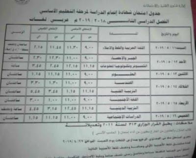 رسمي ومختوم من الوزير “جداول امتحانات نهاية العام 2019” الترم الثاني لمحافظات مصر