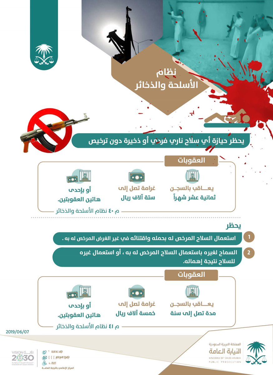 تعرف على عقوبة حمل أو حيازة سلاح ناري بدون ترخيص في السعودية .. شروط رخصة السلاح