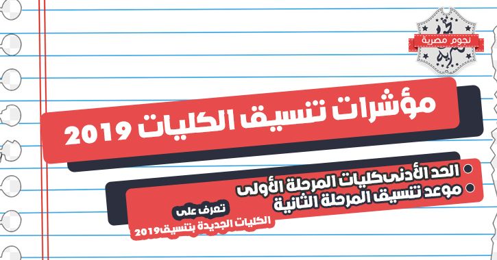 مؤشرات تنسيق الكليات 2019 – مؤشرات المرحلة الأولى بالحد الأدنى وموعد تنسيق المرحلة الثانية