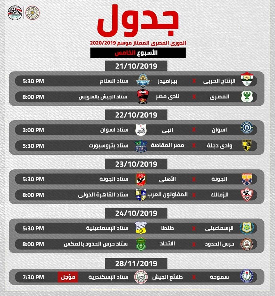 بالمواعيد والملاعب.. جدول الدور الأول من الدورى المصرى كاملا...