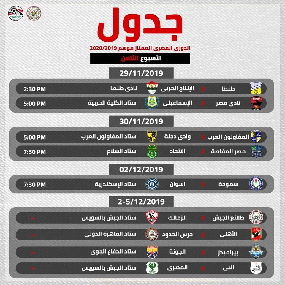 بالمواعيد والملاعب.. جدول الدور الأول من الدورى المصرى كاملا...