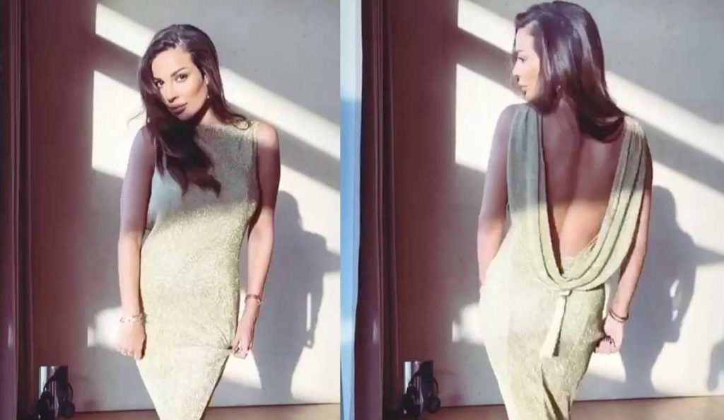 شاهد.. نادين نسيب نجيم على طريقة رانيا يوسف بفستان مكشوف الظهر