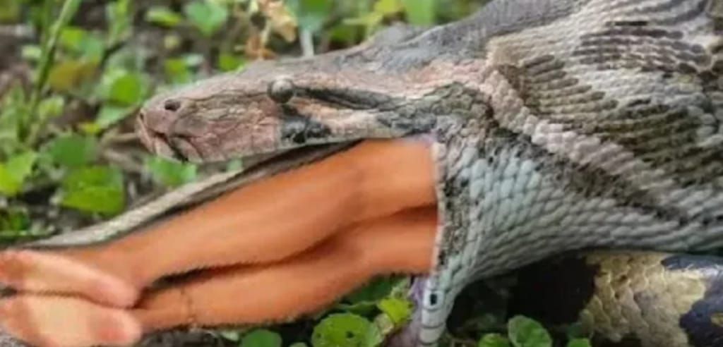 أفعى ضخمة تبتلع رجل بلمح البصر وهو حي وتخفيه في بطنها 7 أيام .. وعندما يئس اهله من البحث عليه قررت الشرطة فتح بطن الأفعى فوجدو بداخلها مفاجأة لم يتخيلها أحد ..شاهد فيديو مرعب