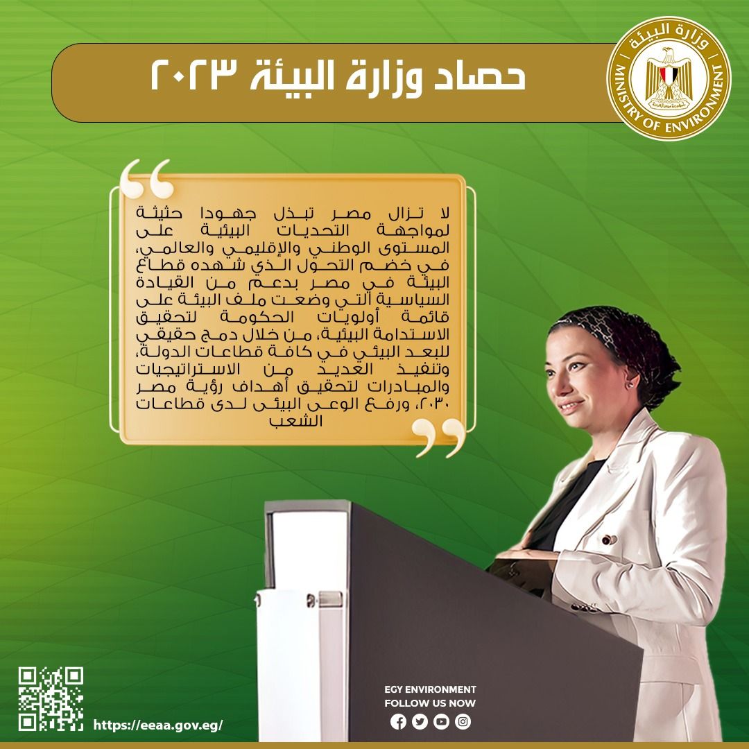 وزيرة البيئة تستعرض تقرير ملف الاستثمار البيئى والمناخى خلال 2023.. إنفوجراف