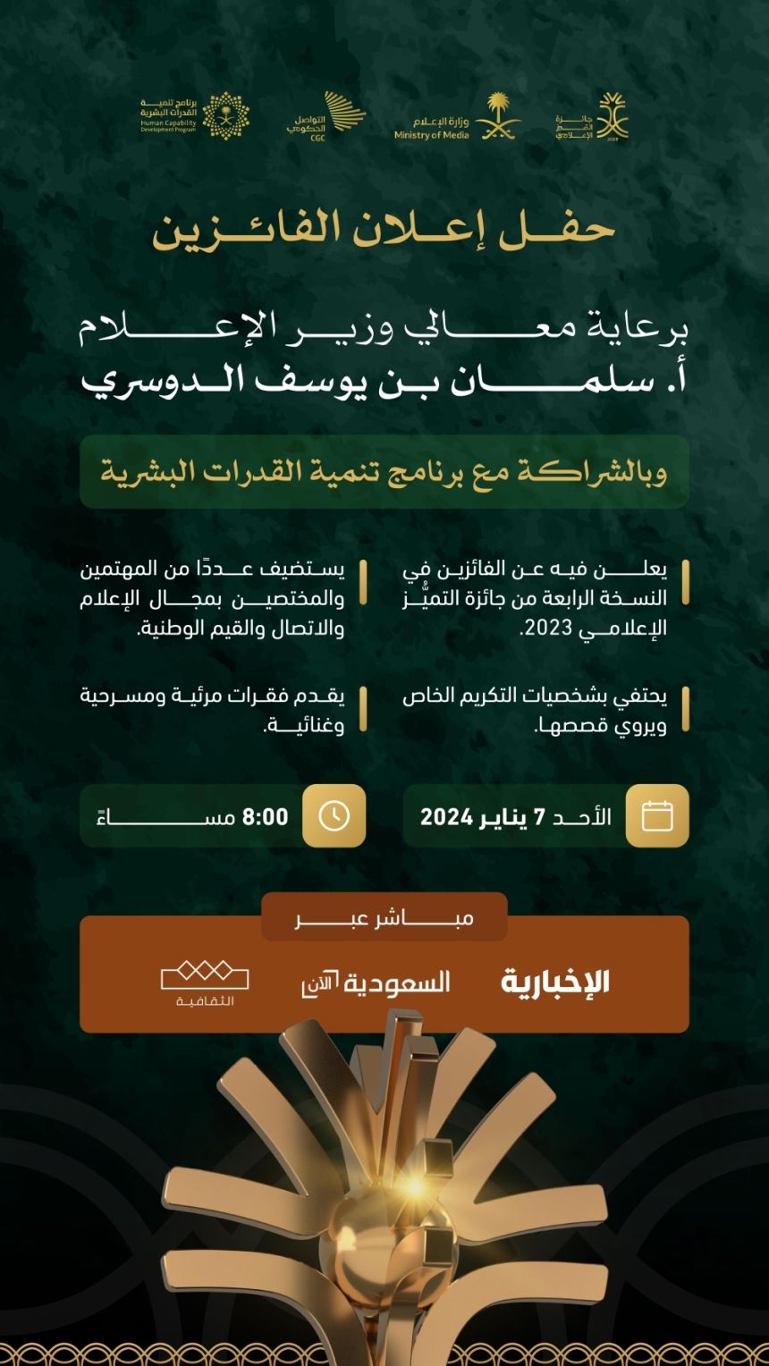 جائزة التميز الإعلامي.. احتفاء بالأعمال المتميزة وتكريم الشخصيات المؤثرة