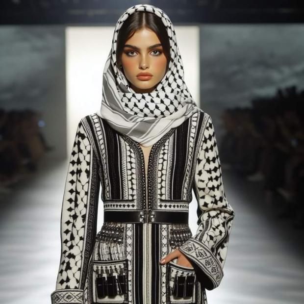 فساتين «حرة» من الشال الفلسطيني تغزو «فيس بوك» وتصل العالمية.. مصممها يكشف مفاجأة 