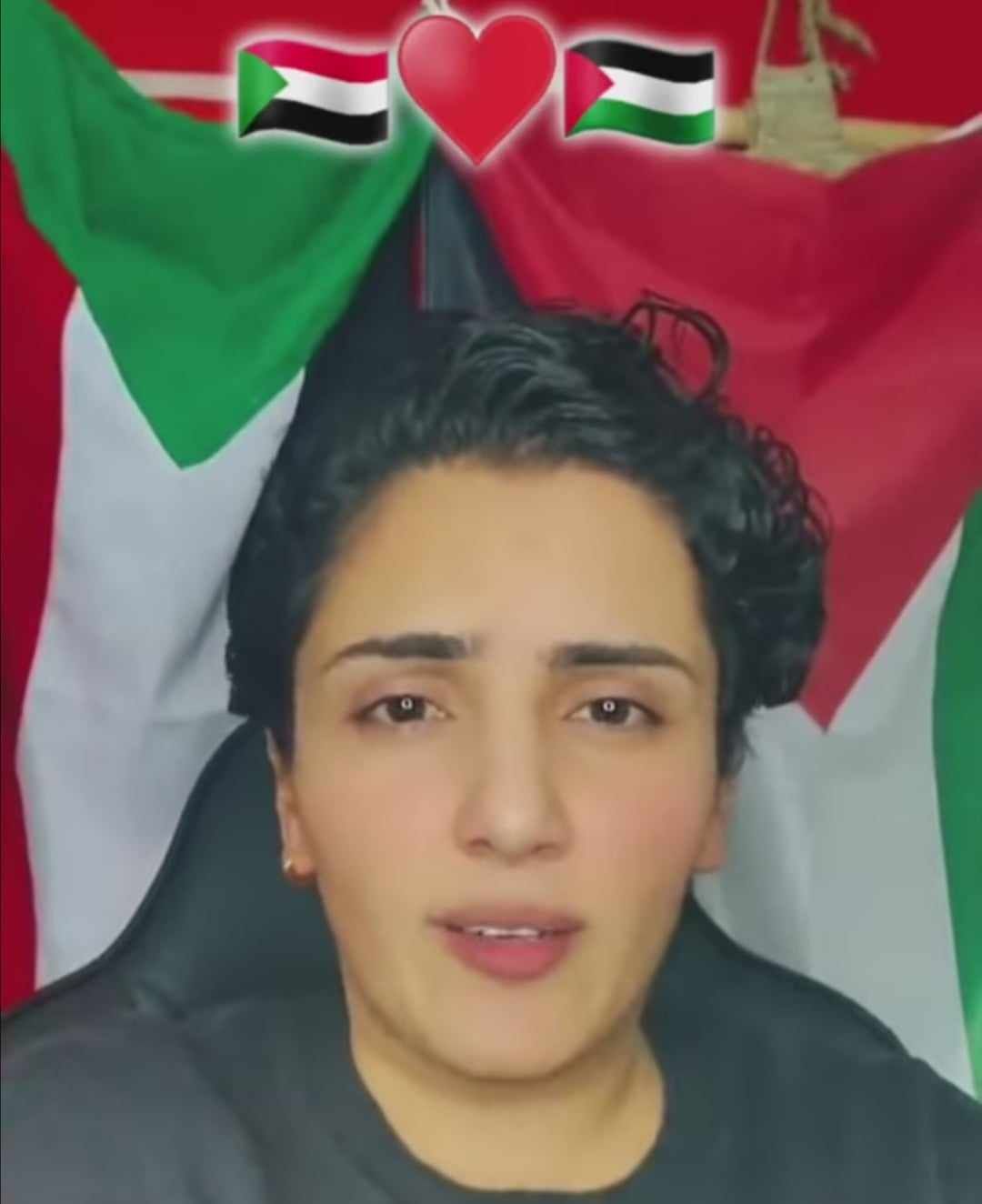شاهد بالصورة والفيديو.. حسناء فلسطينية تعلن مساندتها للسودان بكلمات مؤثرة: (جمعتنا أعلامنا بنفس الشكل واختلفت فقط بترتيب الألوان بالله عليكم لا تنسوا ما تعانيه السودان)