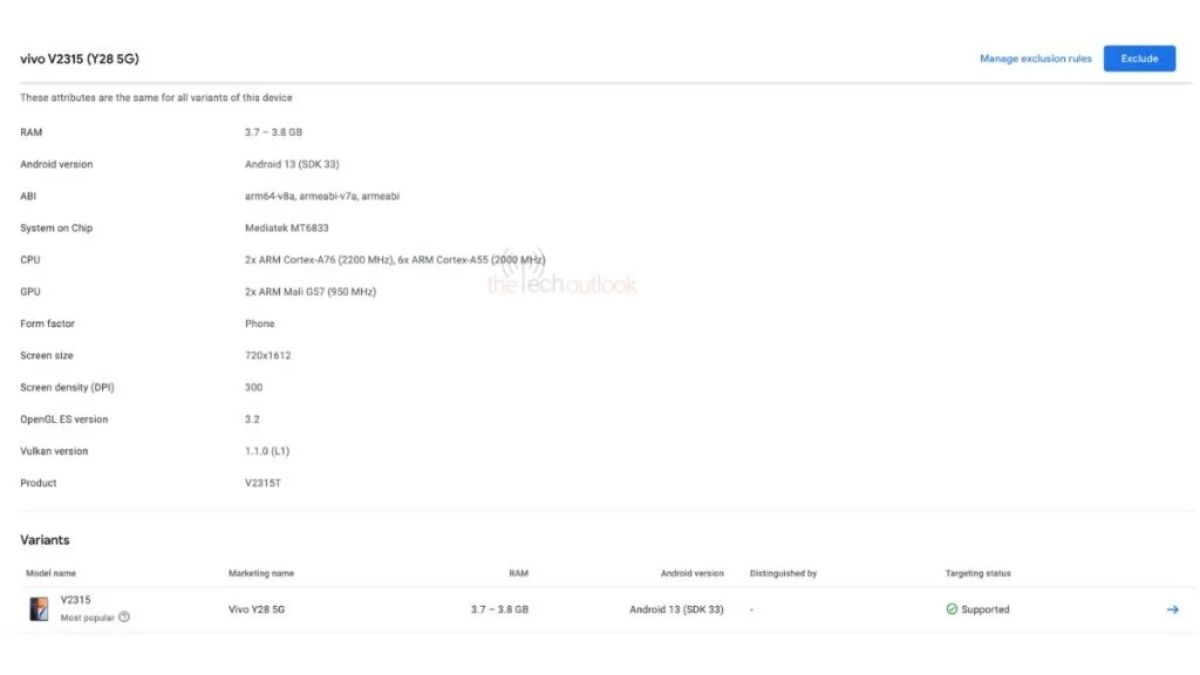 تراند اليوم : رصد الهاتف Vivo Y28 5G عبر شهادة Google Play Console وهذه المواصفات الرئيسية