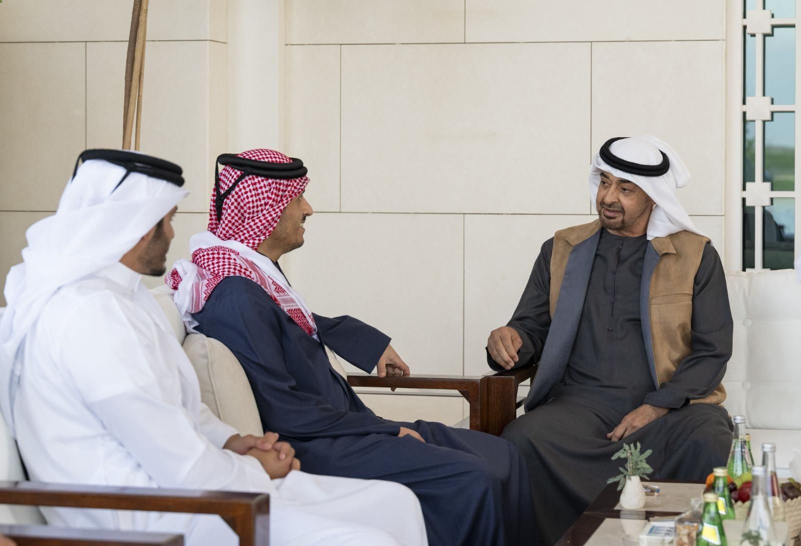 بالصور.. محمد بن زايد ورئيس مجلس الوزراء القطري يبحثان تعزيز التعاون