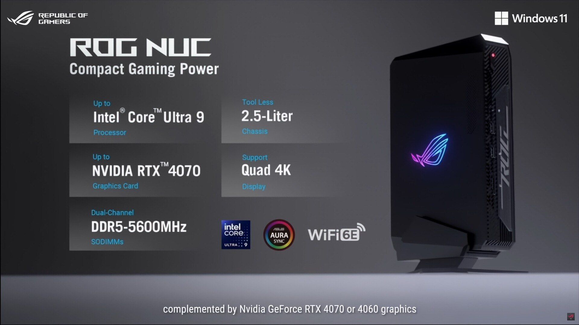 تكنولوجيا: إطلاق ASUS ROG NUC: جهاز حاسب مصغر يحتوي على GeForce RTX 4070 و Intel Core 9 185H في #CES2024