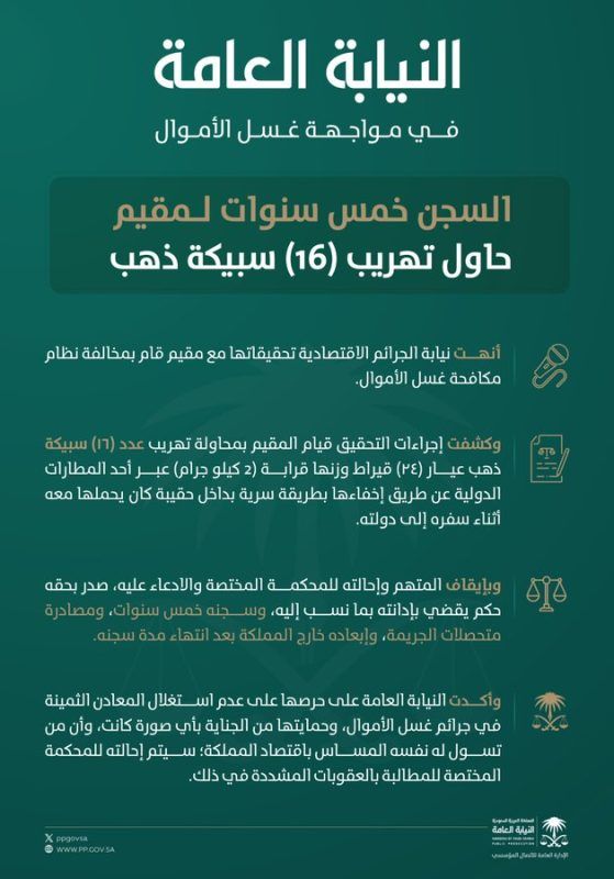 النيابة العامة: السجن 5 سنوات لمقيم حاول تهريب 16 سبيكة ذهب