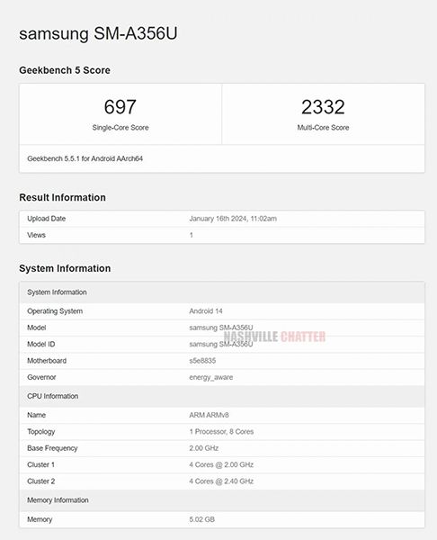 تكنولوجيا: رصد هاتف Galaxy A35 في قاعدة بيانات Geekbench بمعالج Exynos 1380