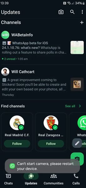 تكنولوجيا: الإصدار التجريبي الأخير من تطبيق WhatsApp يجلب إصلاحات في الكاميرة