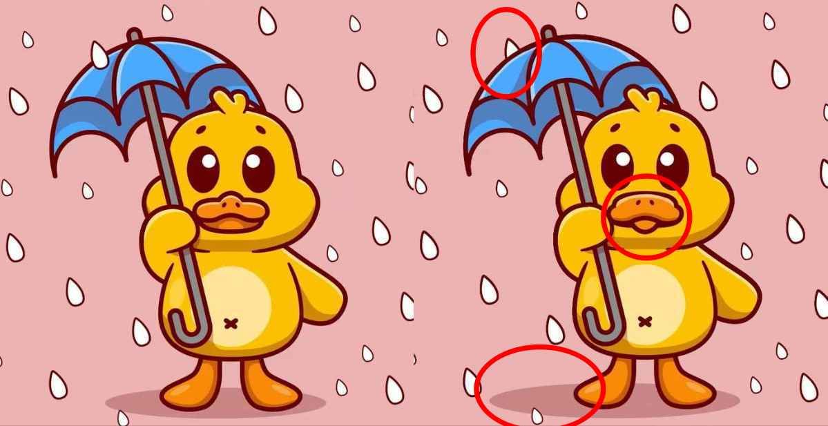 اكتشف 3 اختلافات بين صورتي البطة والمظلة خلال 10 ثواني فقط