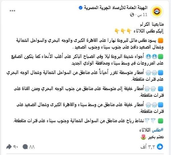 حالة الطقس: طقس غير مستقر يضرب مصر ابتداءًا من اليوم