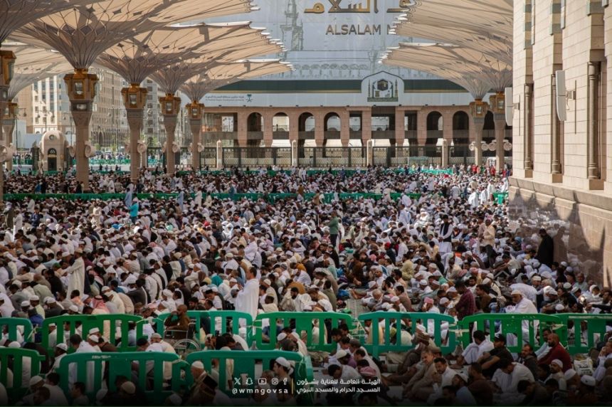 خلال أسبوع.. 6.477 مليون مصلٍ يؤدون الصلاة في المسجد النبوي