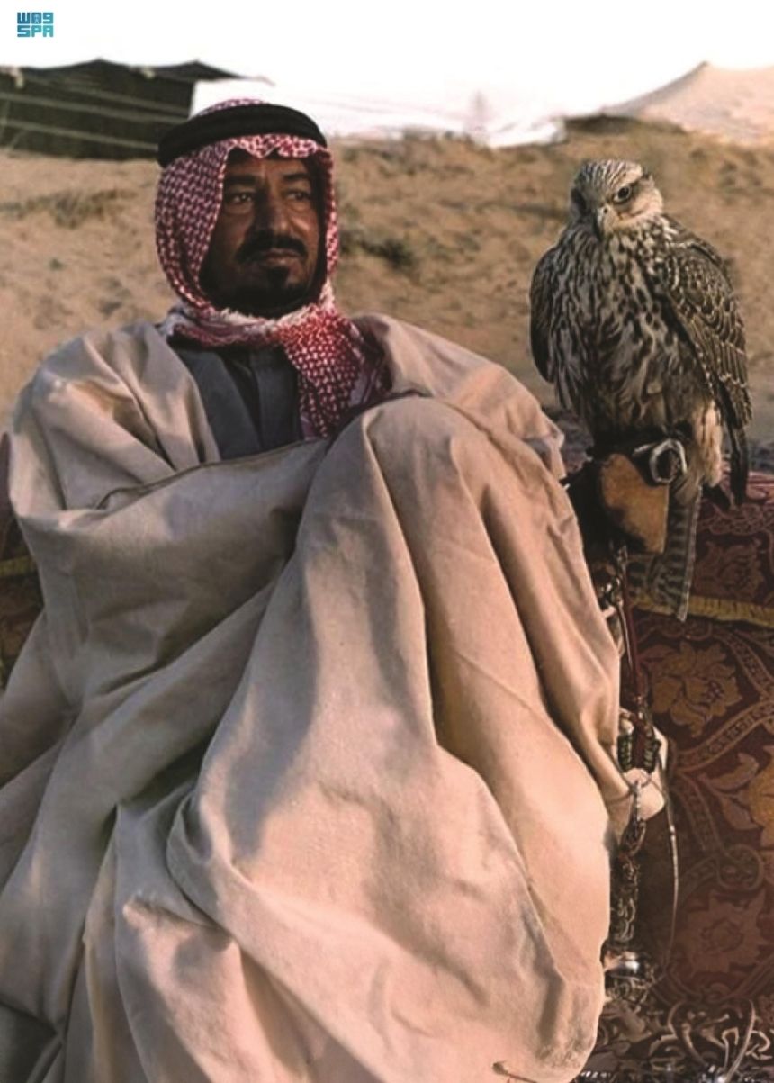 شاهد| صور ملوك السعودية برفقة الصقور تجذب زوار معرض الدفاع العالمي