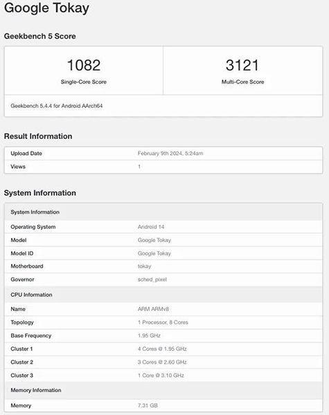 تكنولوجيا: تسريبات من Geekbench 5 تكشف عن بعض تفاصيل رقاقة Google Tensor G4