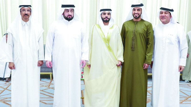 الامارات | أحمد ومنصور بن محمد يحضران أفراح كنكزار والمهيري في دبي