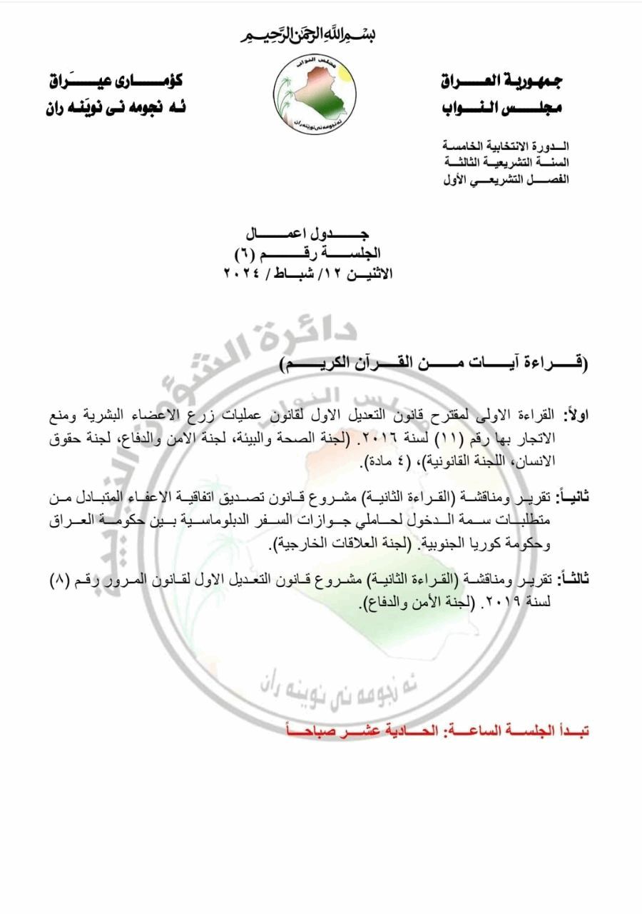 "المرور والأعضاء البشرية".. تفاصيل جلسة البرلمان الـ6 من الفصل التشريعي الأول