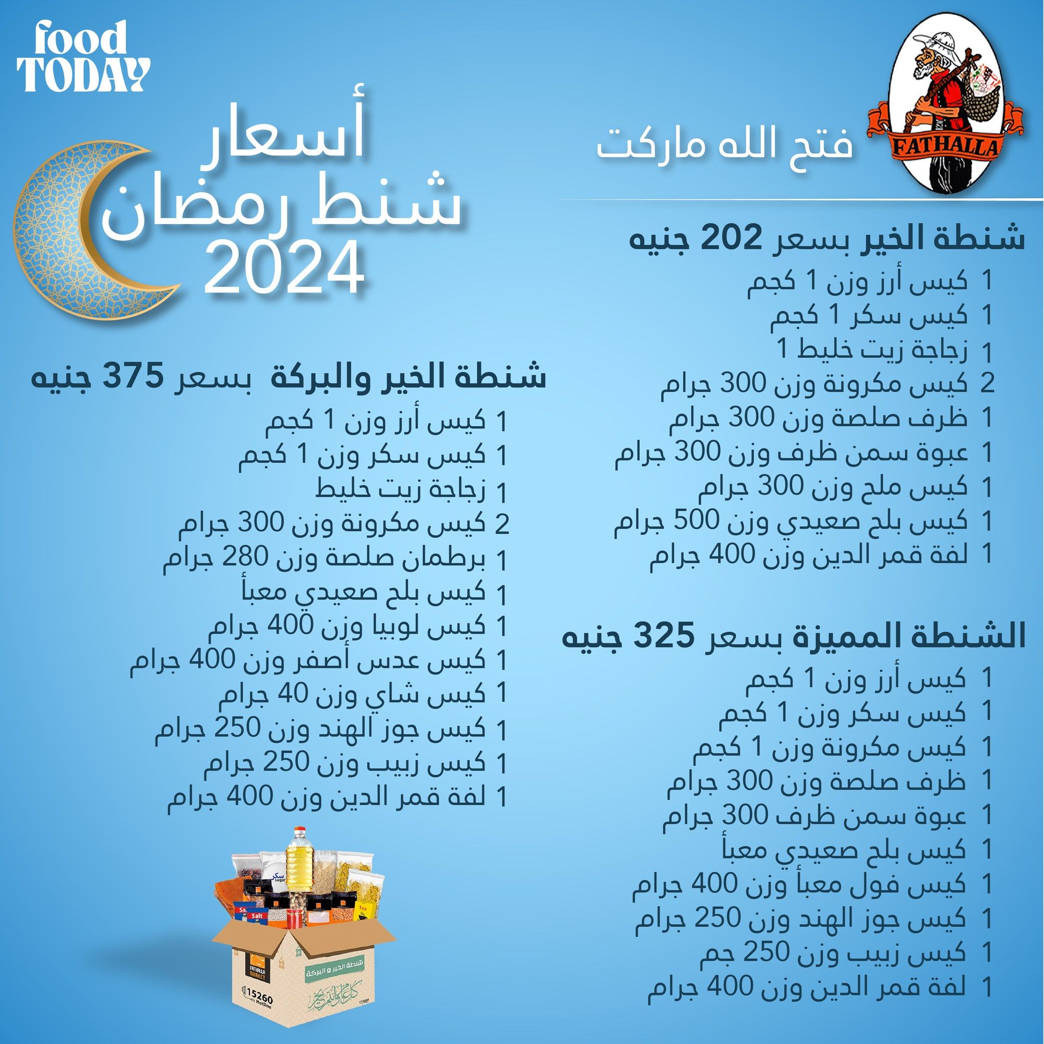 أسعار شنط رمضان 2024 في التموين والسوبر ماركت والمحلات التجارية