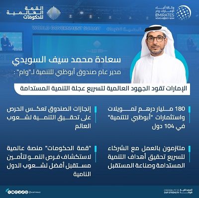الامارات | محمد السويدي: الإمارات تقود الجهود العالمية لتسريع عجلة التنمية المستدامة