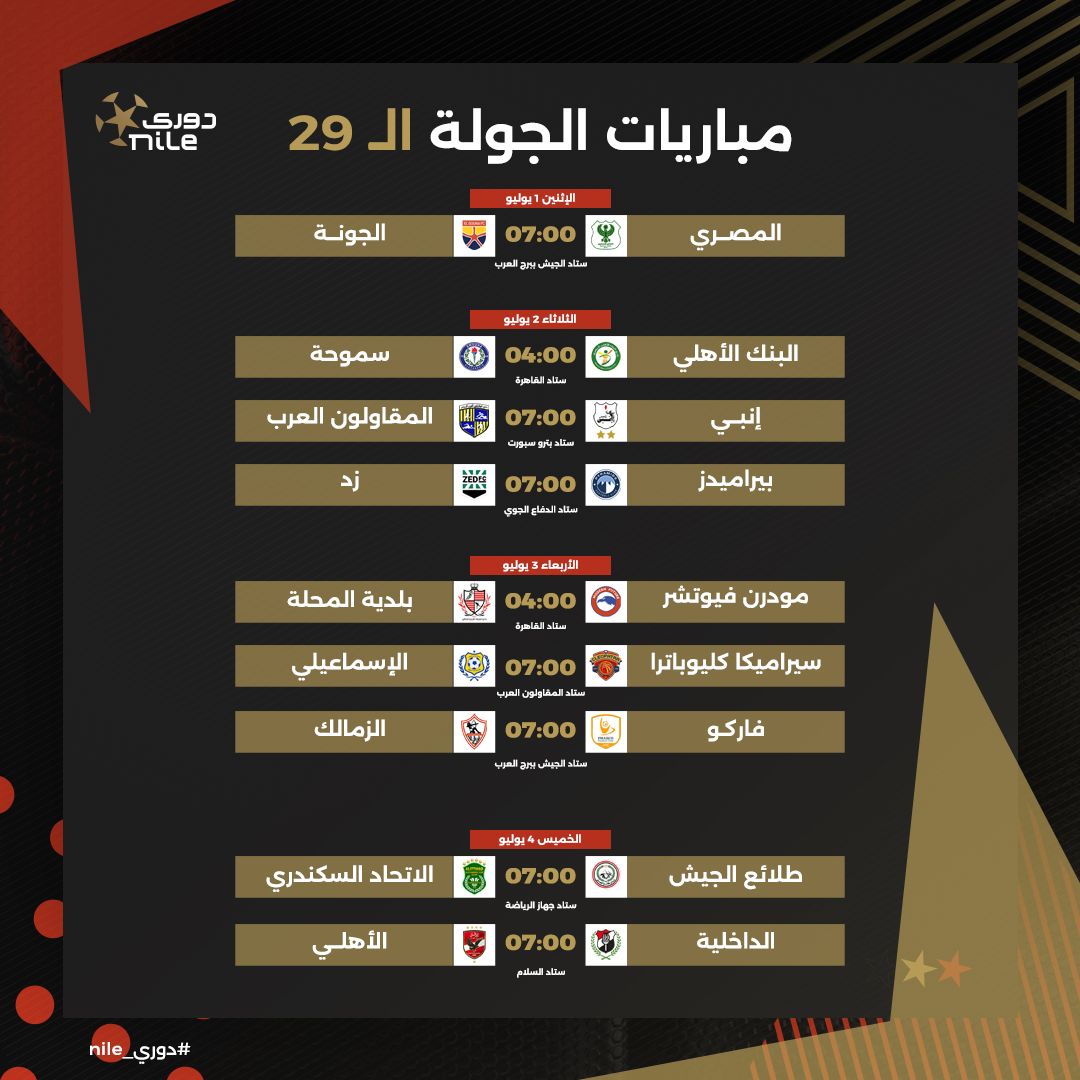 جدول ومواعيد مباريات الدور الثاني ومؤجلات الدوري المصري