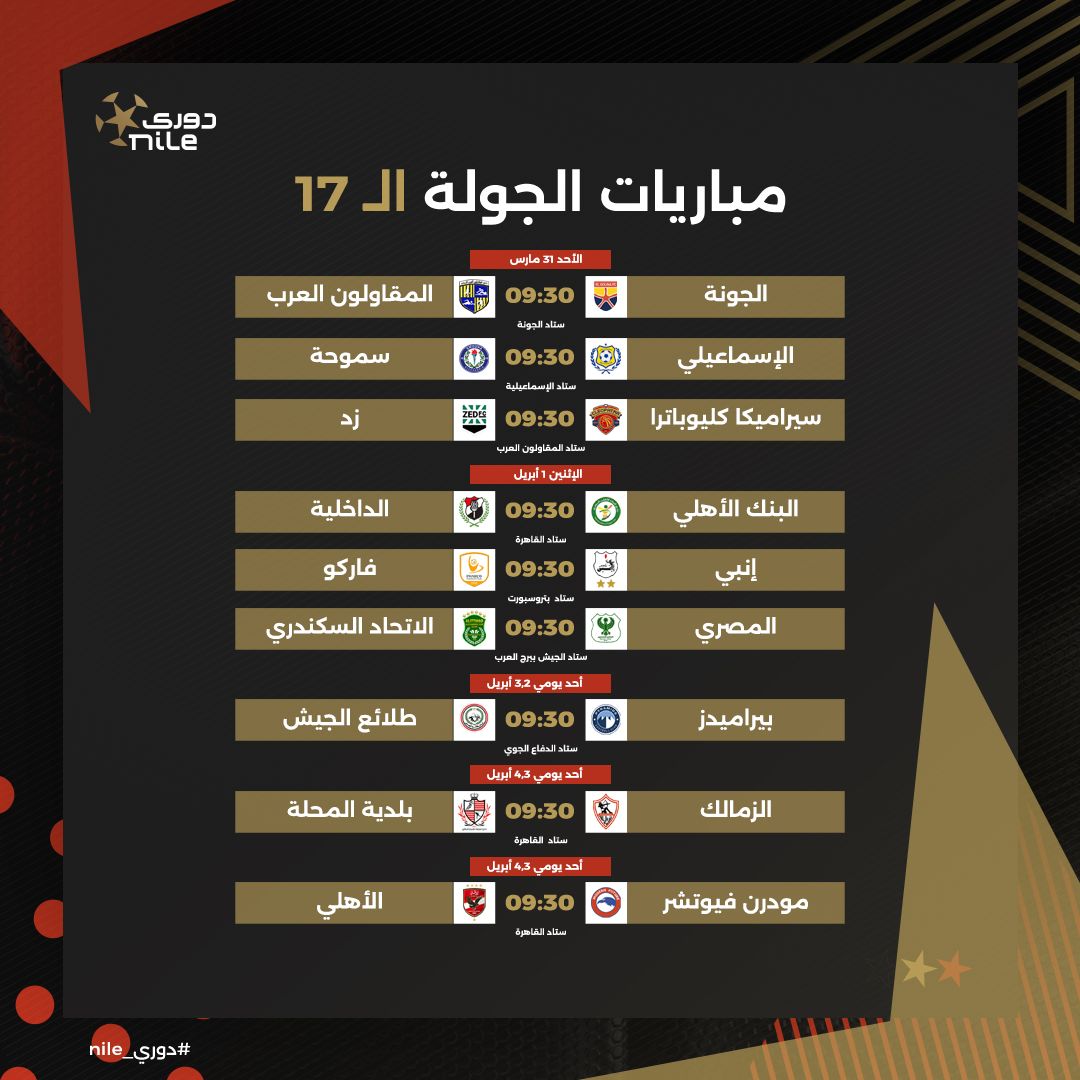 جدول ومواعيد مباريات الدور الثاني ومؤجلات الدوري المصري