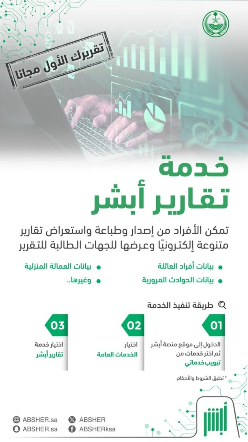 بالخطوات.. كيفية استعراض تقارير أبشر