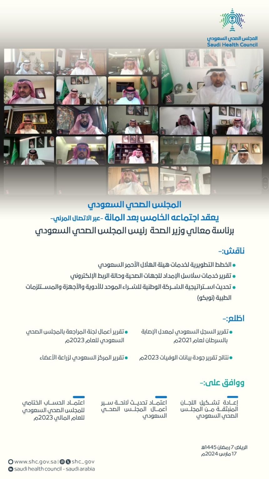 المجلس الصحي السعودي يناقش الخطط التطويرية لخدمات الهلال الأحمر