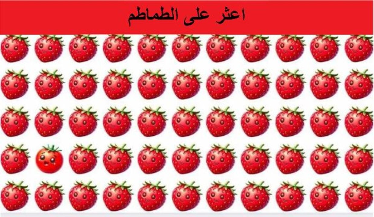 الوهم البصري.. اعثر على الطماطم بين الفراولة في 5 ثواني