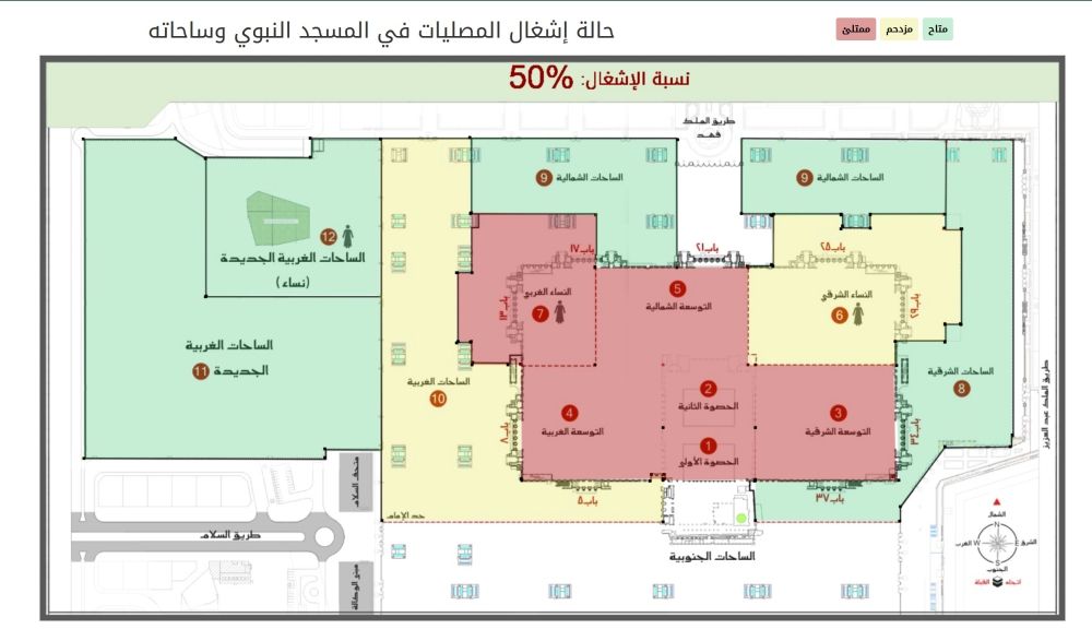 رابط الخدمة.. كيف تعرف "حالة إشغال المصليات" في المسجد النبوي؟