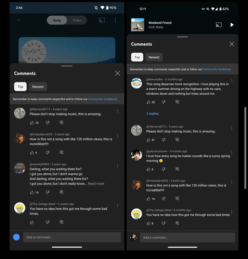 تكنولوجيا: إعادة تصميم قسم التعليقات على YouTube Music