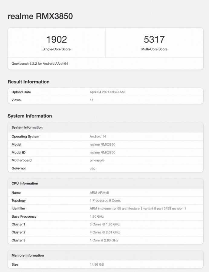 تكنولوجيا: هاتف Realme GT Neo6 SE يظهر على قاعدة بيانات Geekbench مع معالج SD 7+ Gen 3