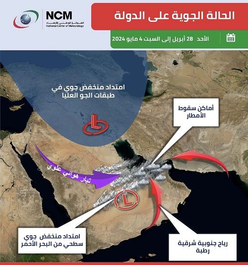الامارات | اعتباراً من "الأربعاء".."الأرصاد": منخفض جوي جديد مصحوب بأمطار وبرق ورعد