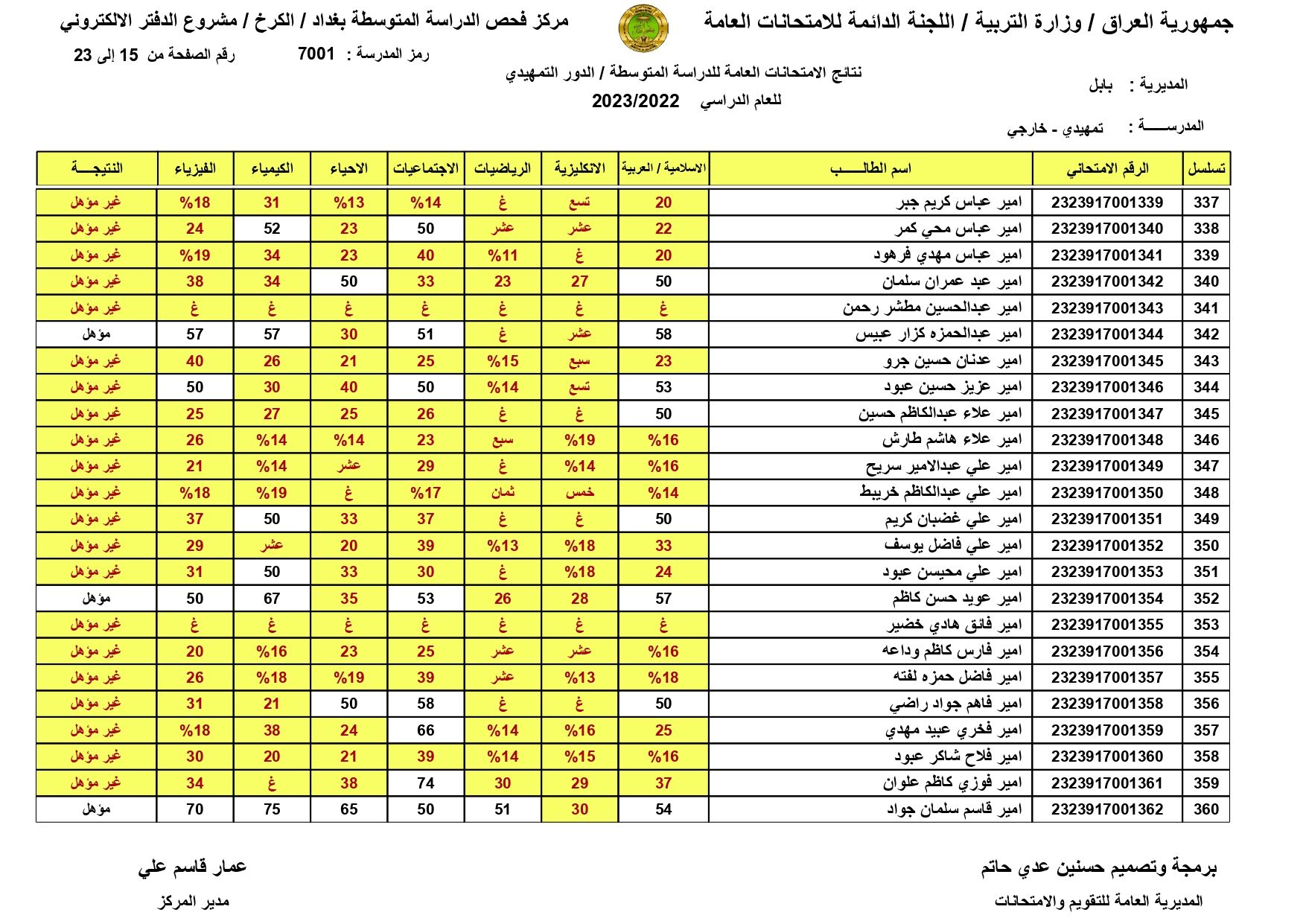 pdf صدرت: نتائج السادس الابتدائي 2024 القادسية الدور الاول متوفرة الان على موقع بوابة وزارة التربية للنتائج