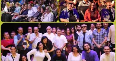 محيى إسماعيل وحسين نوح ورانيا يحيى يشاهدون مسرحية "حكايات تاء مربوطة"