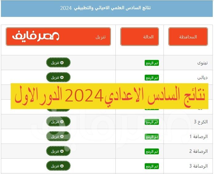 الآن نتائج السادس الإعدادي العراق 2024 الدور الأول في عموم المحافظات عبر موقع نتائجنا