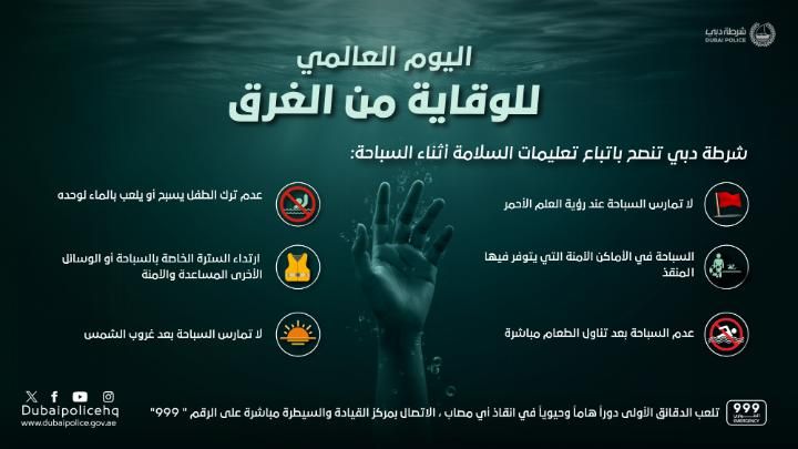 الامارات | الغريق المتهيج .. شرطة دبي توضح وتكشف 11 سبباً للغرق