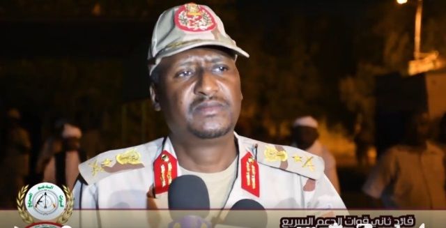 مشاركة المليشي عبدالرحيم دقلو في المعركة الحامية التي دارت اليوم داخل وفي أطراف فاشر السلطان