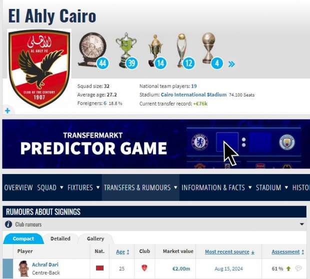 موقع عالمي يزف بشرى سارة لجماهير الاهلي بخصوص الصفقة المنتظرة