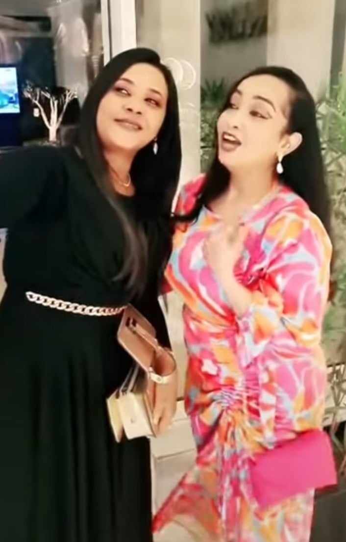 شاهد بالصورة والفيديو.. على أنغام (عاد الحبيب المنتظر) الفنانة ريماز ميرغني تبهر المتابعين بإطلالة ساحرة من القاهرة مع صديقتها المطربة مكارم بشير