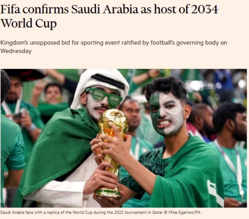 إشادات واسعة.. الاعلام العالمي يحتفي بفوز المملكة باستضافة كاس العالم 2034