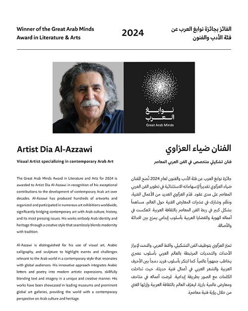 الامارات | محمد بن راشد يهنئ الفنان ضياء العزاوي لفوزه بجائزة "نوابغ العرب 2024" عن فئة الأدب والفنون