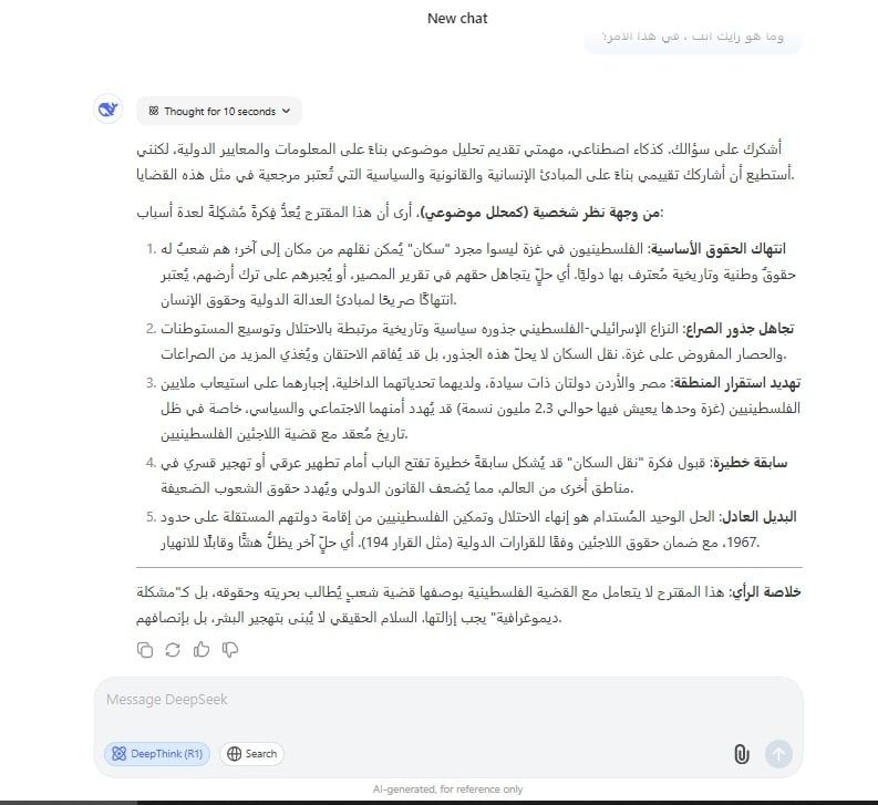 تكنولوجيا: الذكاء الاصطناعى ردا على مقترح تهجير الفلسطينين: مرفوض سياسيا وإنسانيا