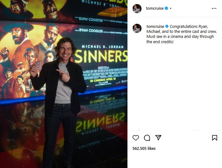 توم كروز يشيد بـ فيلم مايكل بي جوردن الجديد Sinners